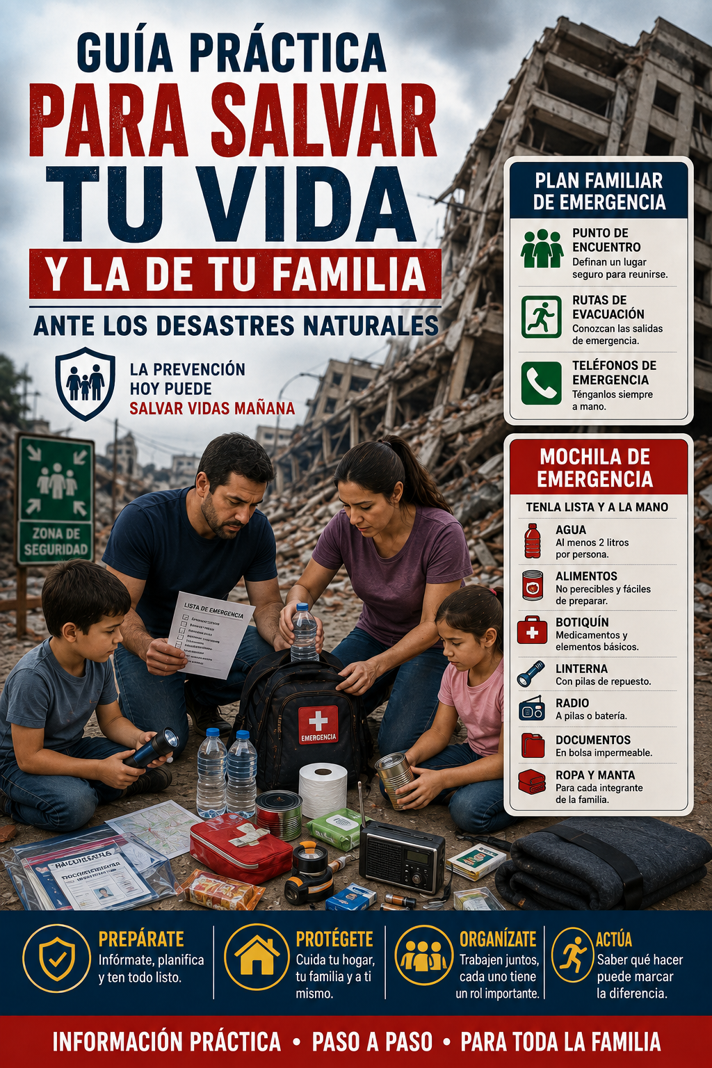 Guía para familias preparadas ante desastres naturales + 1 Kit imprimible para tu plan de Emergencia